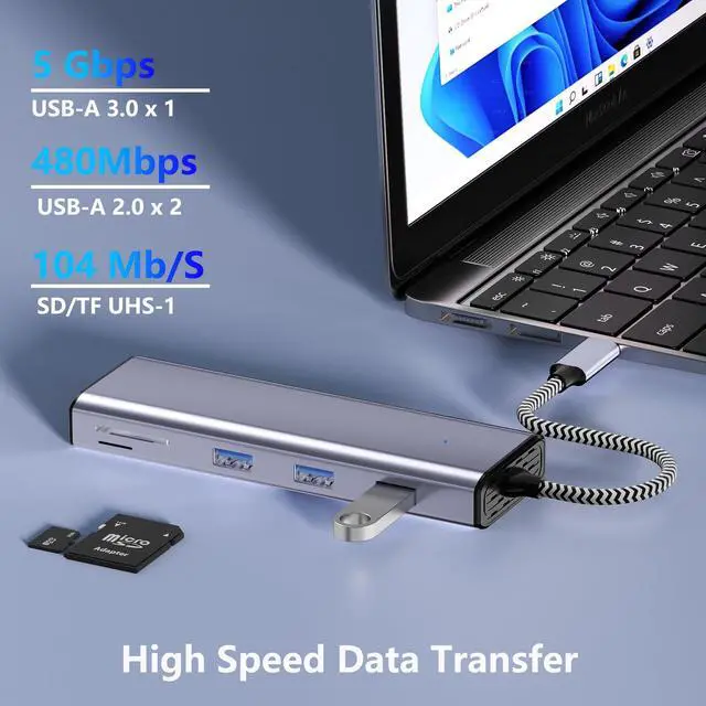 Alt view image 5 of 5 - USB C Docking Station Dual HDMI Monitor, Type C to Dual Monitor Adapter, USB Hub 10 in 1 Docking Station 3 Monitors with HDMI/VGA/PD/USB/SD/TF/3.5mm Audio, for Dell XPS/HP/Lenovo/Surface/Yoga Etc