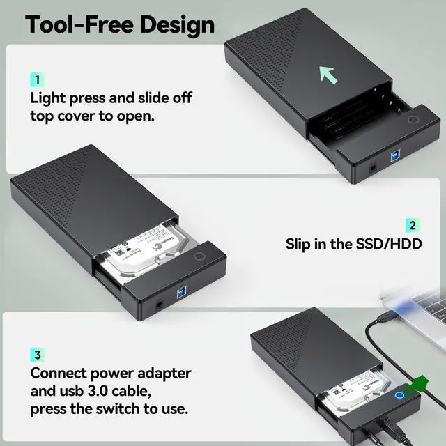 Alt view image 5 of 5 - 3.5 Hard Drive Enclosure Bundle SATA to USB Adapter with Power with 12V 24W Adapter External Hard Drive Cable