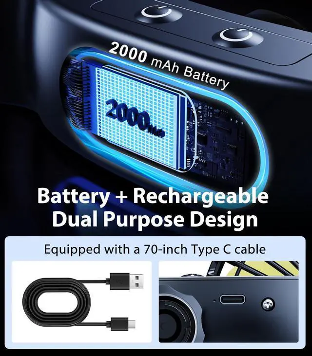 Alt view image 5 of 5 - DICMKY Dual Head Car Cooling Fans for Backseat kids with Long Arm, 2000mAh Battery Powered Rechargeable Car Back Seat Headrest Fan for Baby Dog Rear Facing 12V Car Accessories for Sedan Suv Rv Truck