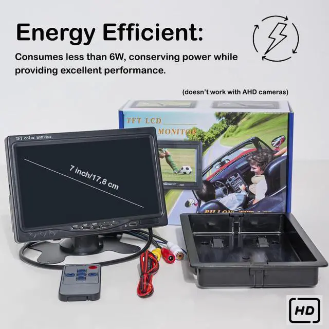 Alt view image 2 of 5 - DenyDan 7-Inch HD Car Monitor  Dual Video Input AV1/AV2, 800x480 Resolution, 9-36V Compatible, Wide 170° Viewing Angle, for Backup Camera & Surveillance