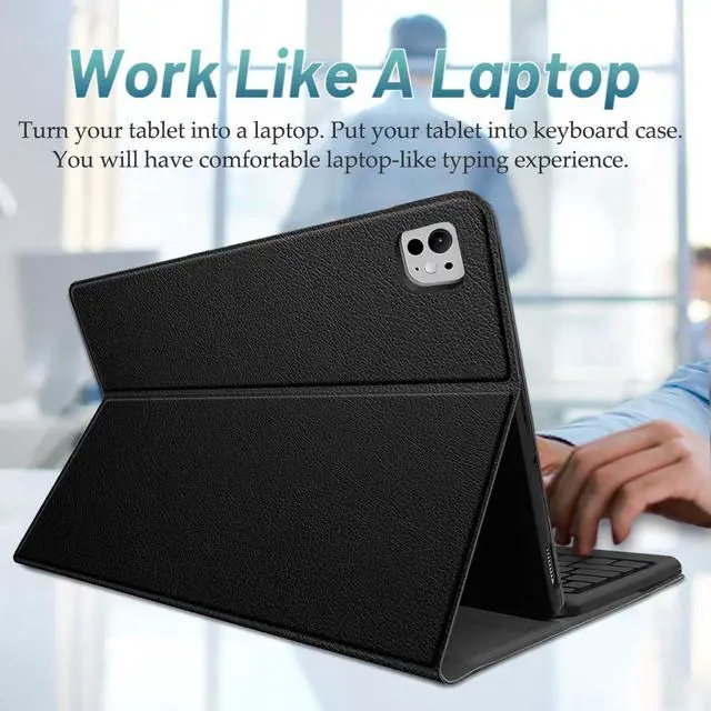 Alt view image 4 of 5 - DKAHOEE Backlit Touchpad Keyboard Case for iPad Pro 11 inch (M4) 5th Generation 2024, 3-Zone Backlit Wireless Keyboard with Slim Stand Cover Case with Screen Protector for iPad Pro 11" 5th Gen