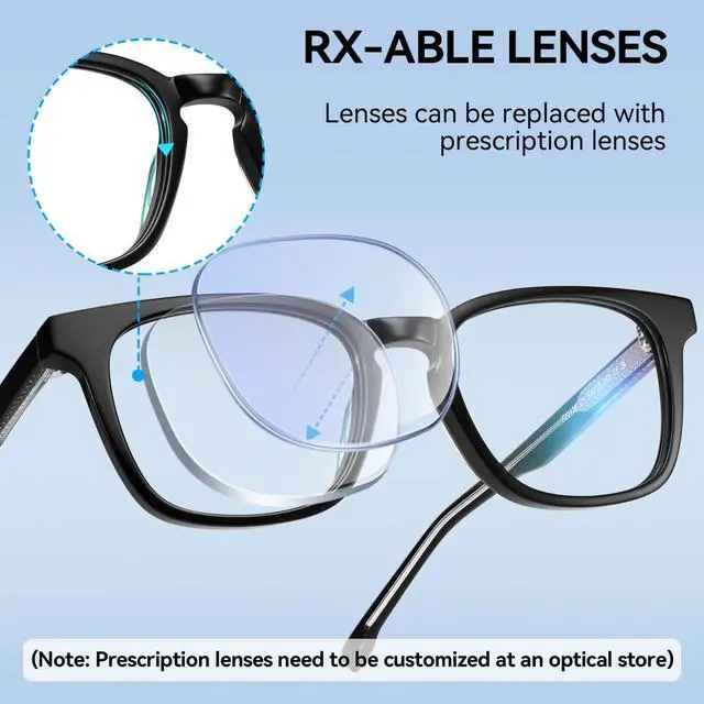 Alt view image 4 of 5 - Dollger Blue Light Blocking Glasses For Woman Men Square Rectangle Computer BlueLight Glasses Non-Prescription Glasses Black