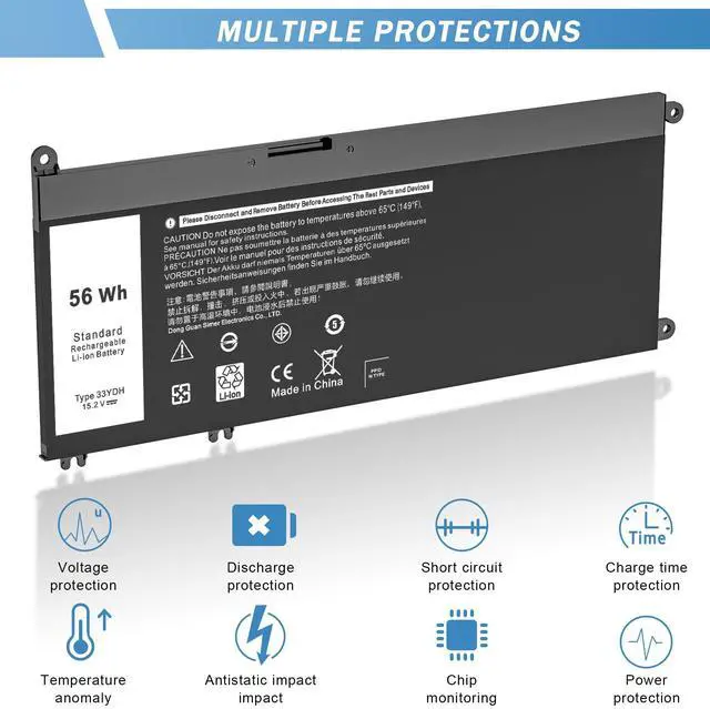 Alt view image 5 of 5 - YUERYE 33YDH Battery Dell for Dell Inspiron 17 7000 7778 7779 7786 7778 G3 3579 3779 G5 5587 G7 7588 15 7577 Latitude 13 3380 14 3490 15 3590 3580 99NF2 PVHT1 P72F P30E 81PF3 081PF3 P30E001
