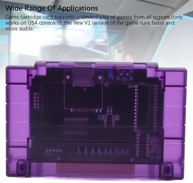 Alt view image 5 of 5 - Video Games Memory Card for SFC Game Console, 3000 in 1 Game Flash Memory Card, with 8GB Memory Card, Game Cartridge Expansion Card for SNES SFC (Violet Transparent)