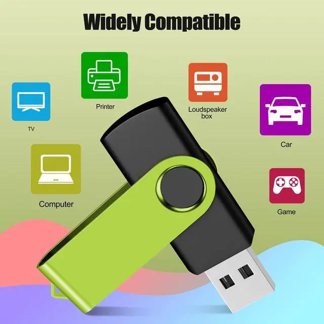 Alt view image 5 of 5 - EASTBULLUSB Flash Drive Bulk 2GB 20 Pack with Lanyards USB 2.0 Thumb Drive Bulk Memory Stick Swivel Pen Drive for Storage and Backup 2GB 20 Pack, Green