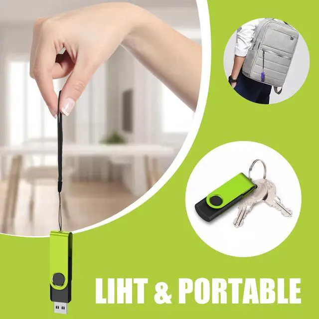 Alt view image 4 of 5 - EASTBULLUSB Flash Drive Bulk 2GB 20 Pack with Lanyards USB 2.0 Thumb Drive Bulk Memory Stick Swivel Pen Drive for Storage and Backup 2GB 20 Pack, Green