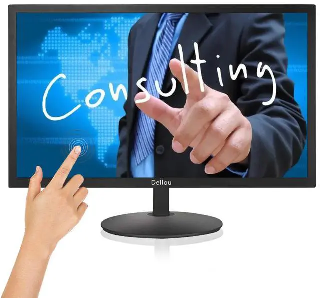 Main image of Elweyoo 24 inch Touch Screen Monitoring LCD Display Security Camera Monitor Multifunction Interface HDMI, AV, BNC, VGA, USB, PC Input CCTV Computer Monitor Built-in Speaker, black