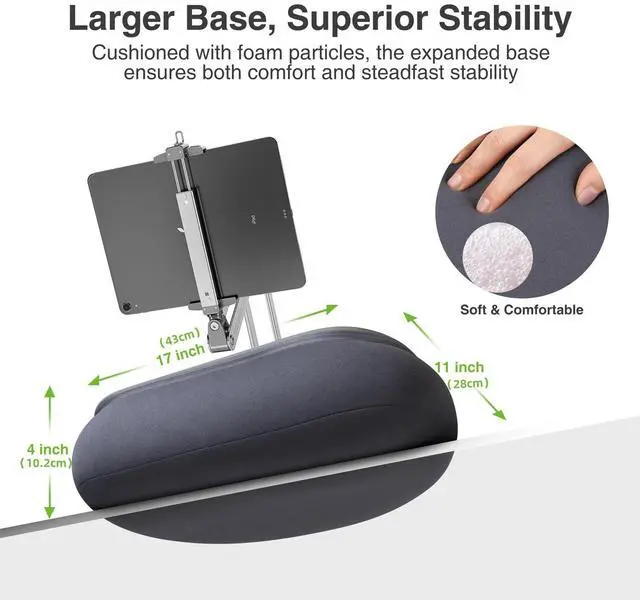 Alt view image 3 of 5 - elitehood Tall Tablet Pillow Stand, Long Arm Adjustable Kindle Pillow Holder for Reading in Bed, 360°Rotation iPad Stand for Lap Compatible with 6 - 13 iPad Air Mini Pro iPhone Kindle Cell Phone