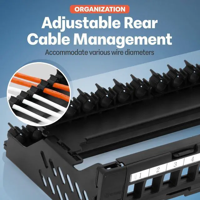 Alt view image 5 of 5 - Everest Media Solutions Bundle  2 Items: 48-Port Keystone Patch Panel + 6 Pack of RJ45 CAT6 Keystone Couplers - Black