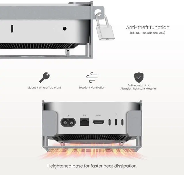 Alt view image 3 of 5 - Mac Mini M4 Mount with VESA Bracket 75x75mm 100x100mm (Sl & Sl)