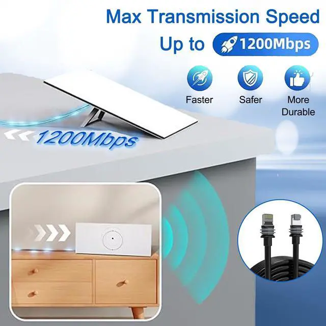 Alt view image 2 of 5 - Fanktoo 32.8FT/ 10M Starlink Gen 3 Cable for Star Link Generation 3 V3/ Mini, Replacement Extension Starlink Ethernet Cable Waterproof (Black)