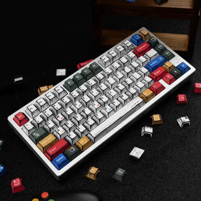Alt view image 4 of 5 - GEKUCAP Mixed Light Manga Themed Keycaps 136 Keys, Cherry Profile PBT Custom Key Caps Set, Dye Sublimation Keyboard Keycaps for Cherry Gateron MX Switches Mechanical Keyboard
