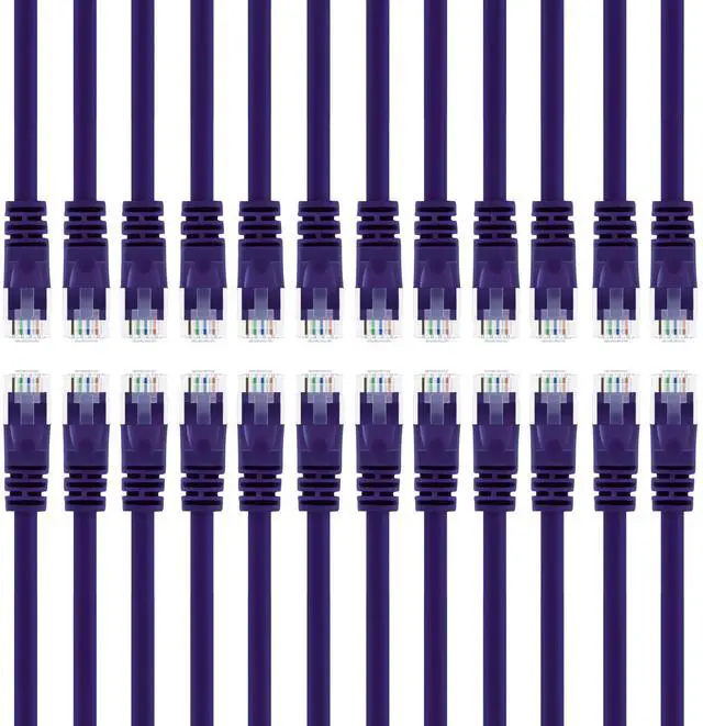 Main image of GearIT 24-Pack, Cat5e Ethernet Patch Cable 3 Feet - Snagless RJ45 Computer LAN Network Cord, Purple - Compatible with 24 48 Port Switch POE Rackmount 24port Gigabit