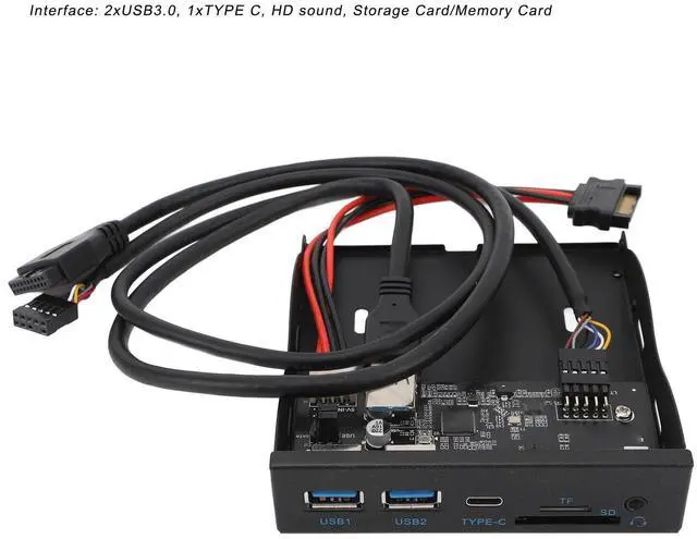 Alt view image 5 of 5 - Front Panel USB 3.0 Hub, 3.5 Inches USB Hub Front Panel 19PIN to C Port with 2xUSB3.0, 1xTYPE C, HD Sound, SD Card/TF Card Reader for Windows, OS X, Linux