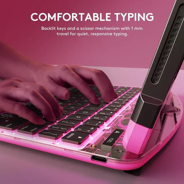 Alt view image 5 of 5 - GUSGU Transparent Case with Wireless Keyboard for iPad 10.2-in (7th, 8th, and 9th Gen), 7 Colors Backlight, Trackpad, 360degRotating Stand, Tech Style