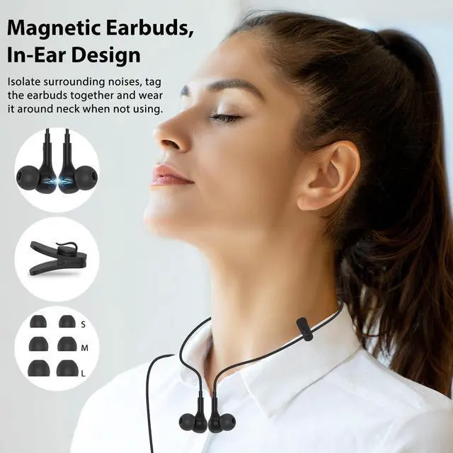 Alt view image 5 of 5 - 2 Pack USB Earbuds for PC Laptop Mignetic Wired Earphone Computer Headphone with Microphone Control Mute Mic Noise Canceling in-Ear Silicone Cap Corded Headset for MacBook Pro Office Work School Zoom