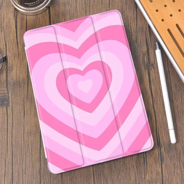 Alt view image 2 of 5 - Idocolors Cute Pink Love Heart Pad Case for 8.3 Inch iPad Mini 6, Girly Anti-Scratch Clear TPU Stand Back Cover with Pencil Holder, Auto Wake/Sleep Trifold Stand Pad Case