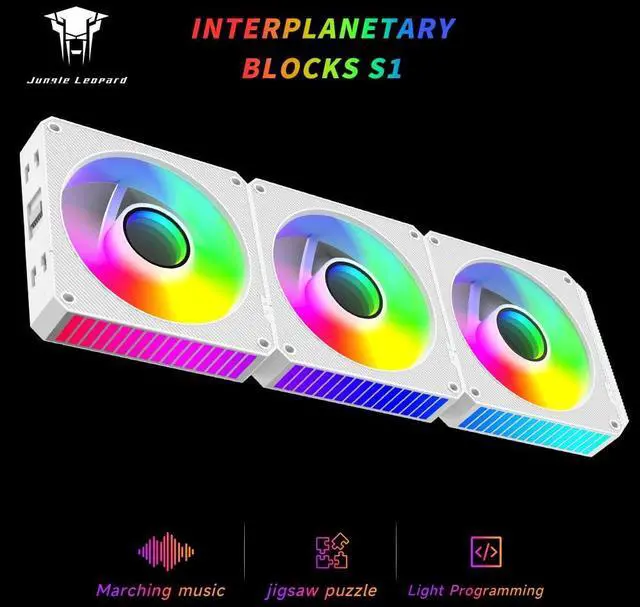 Alt view image 2 of 5 - ICOLER PC Fan JM-S1 White Edition 120mm Infinity Mirror Module Daisy-Chain 5V ARGB&PWM Fan 120mm Triple Pack with Controller Suitable for Computer Case & CPU Cooling