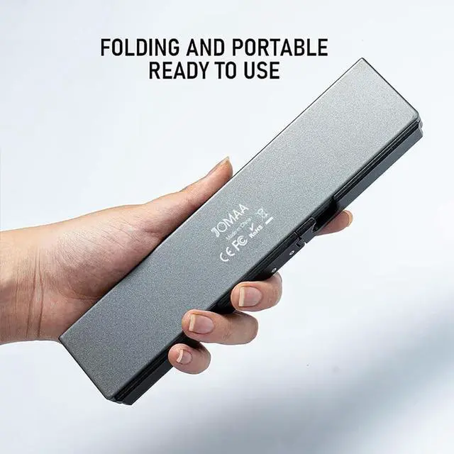 Alt view image 3 of 5 - JOMAA Mini Bluetooth Foldable Keyboard Silent, Rechargeable, Aluminum Alloy Housing and Portable Folding Travel Keyboard for Phone ipad Tablet (Balck)