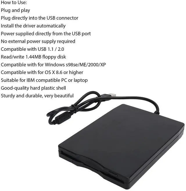 Alt view image 3 of 5 - Leapiture Floppy Disk Drive, 3.5 Inch USB Floppy Disk Drive External Floppy Disk Reader Portable 1.44MB FDD for Laptops Desktops