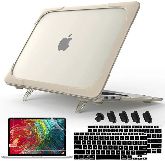 Main image of Mektron Heavy Duty Casefor MacBook Air 13 inch 2020 2019 2018 Release Model A2337 M1 A2179 A1932, Shockproof Durable Protective Hard Shell with Fold KickstandKhaki