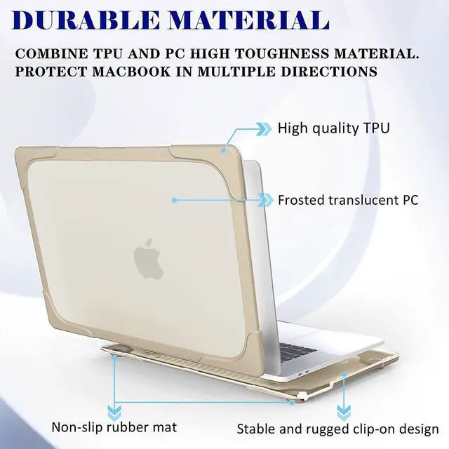Alt view image 4 of 5 - Mektron Heavy Duty Casefor MacBook Air 13 inch 2020 2019 2018 Release Model A2337 M1 A2179 A1932, Shockproof Durable Protective Hard Shell with Fold KickstandKhaki