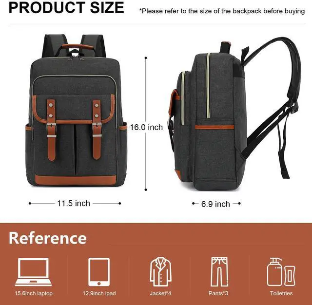 Alt view image 2 of 5 - NEOREAL Vintage Laptop Backpack for Travel, College, Fashion Casual Teacher Backpack for Women Men Fits 15.6Inch Notebook