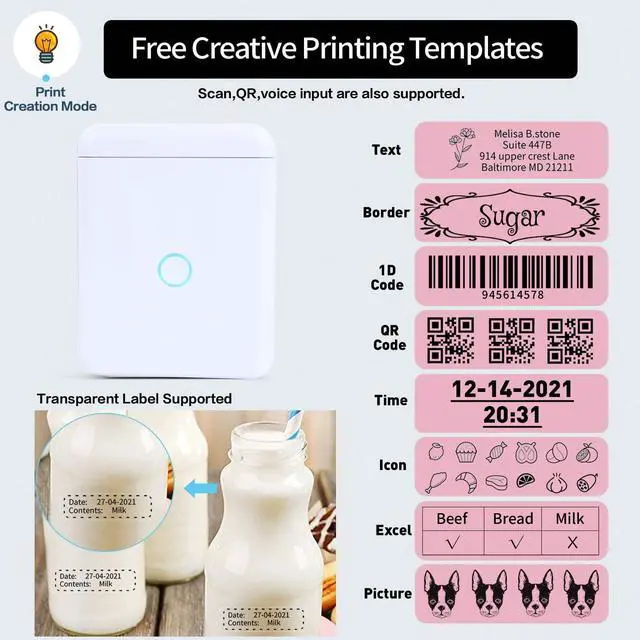 Alt view image 2 of 5 - LMASBLTER D110M Label Maker Machine with Tape Portable Bluetooth Sticker Label Printer with Different Fonts Easy to Use Ideal for Home Office Organization Small Business Supplies USB Rechargeable