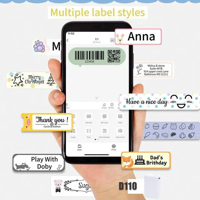 Alt view image 4 of 5 - LMASBLTER D110M Label Maker Machine with Tape Portable Bluetooth Sticker Label Printer with Different Fonts Easy to Use Ideal for Home Office Organization Small Business Supplies USB Rechargeable
