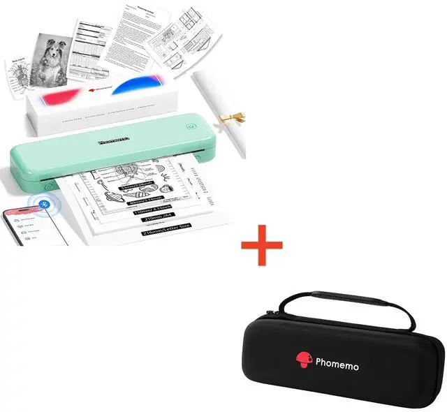 Main image of Phomemo M834 Portable Printer & 1 Black Carrying Storage Box, Wireless Bluetooth Thermal Printer, Compatible with iOS, Android & PC, Inkless Mobile Printer for Travel, Office, School