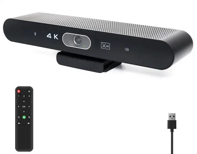 Main image of Conference Room Camera, All-in-One 4K Webcam with Microphone and Speaker, AI Tracking and Auto Framing, Wide Angle of View, Plug and Play USB Webcam for PC, Mac, Meetings, Teams, Zoom & Webex