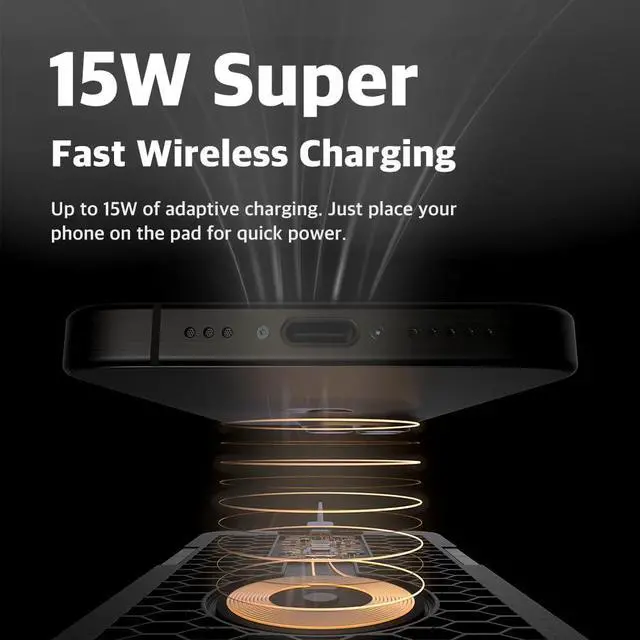 Alt view image 5 of 5 - POUT H3 Split Wireless Charging Mouse Pad  Fast Qi Charger with Magnetic Attachment  Smooth Surface & Anti-Slip Base  Compatible with Smartphones and Earbuds (Dust Gray)