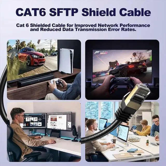 Alt view image 3 of 5 - Qxcynsef 200FT Outdoor Cat 6 Ethernet Patch Cable,Cat6 Internet 26AWG Heavy Speed-Duty LAN RJ45 Networking Shielded-SFTP-550-Mhz Waterproof Direct Burial Long Network Cord 60M