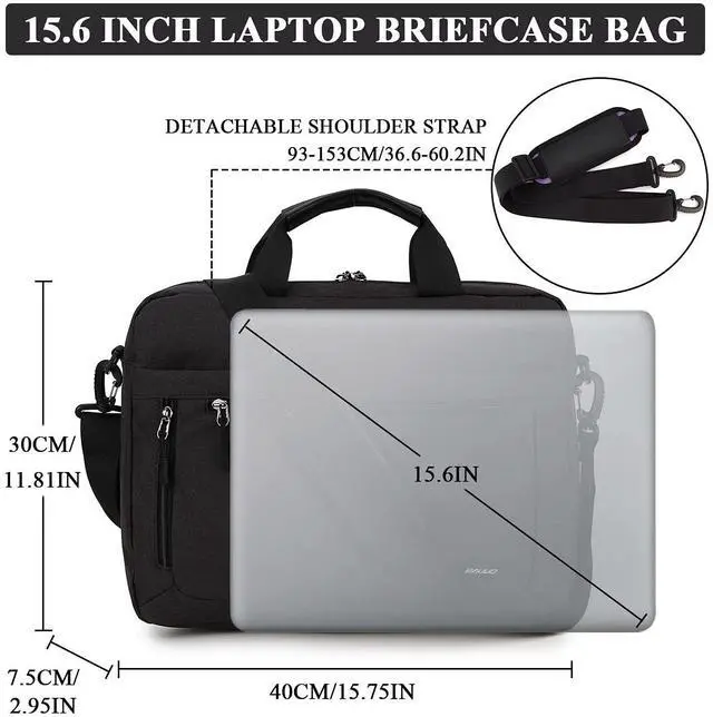 Alt view image 2 of 5 - RAVUO Laptop Bag for Men, Water Resistant Shoulder Messenger Bag 15.6inch Computer Carrying Case Business Briefcase with Organizer Pocket