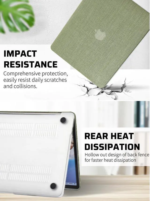Alt view image 5 of 5 - Seorsok Compatible with MacBook Air 15 inch Case 2025 2024 2023 Release M4 A3241 M3 A3114 M2 A2941 Touch ID,Elegant Leather Plastic Hard Shell Case with Transparent Keyboard Cover,Green