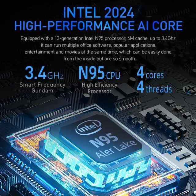 Alt view image 5 of 5 - 2-in-1 Mini Laptop: 10.95" 2K FHD IPS Touchscreen, In tel N95 CPU,16GB DDR5 RAM 512G SSD, Metal Body, Win 11 Pro/Office 2019, Full-Function Type-C, Fingerprint Sensor, Backlit Keyboard (16G+512GB)