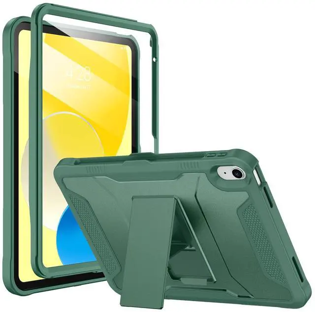 Main image of Soke Case for iPad (A16) 11th Generation 11-inch 2025, iPad 10th Generation 10.9-inch 2022, with Built-in Screen Protector and Kickstand, Rugged Full Body Protective Cover - Midnight Green