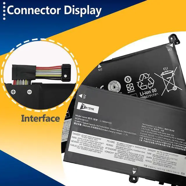Alt view image 3 of 5 - TAVZENL L19M4PDD L19D4PDD L19C4PDD 55Wh Battery Replacement for Lenovo ThinkBook G2 14S ITL Serie G2 13S ITL are Series G3 13S ACN Series 15.44V 3562