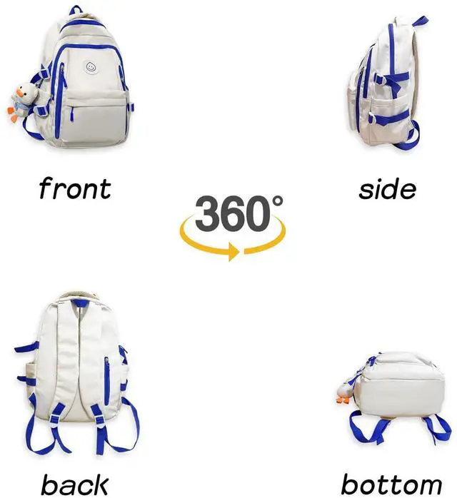 Alt view image 5 of 5 - Teclado Kawaii Backpack with Cute Accessories Lightweight Bookbags Laptop Bag Waterproof Casual Travel Daypacks (Black)
