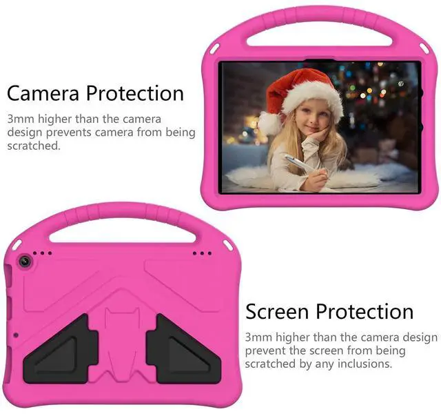 Alt view image 3 of 5 - UUcovers All-New Fire HD 10 & Fire 10 Plus 10.1" Tablet Kids Case (Only Compatible 11th Generation, 2021 Release) with Handle Kickstand Kids-Friendly Slim Lightweight Shockproof Silicone Cover, Rose