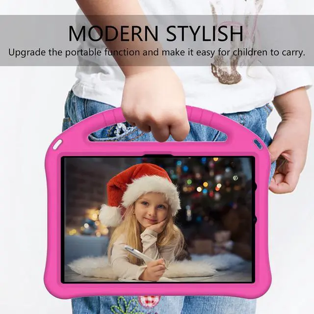 Alt view image 4 of 5 - UUcovers All-New Fire HD 10 & Fire 10 Plus 10.1" Tablet Kids Case (Only Compatible 11th Generation, 2021 Release) with Handle Kickstand Kids-Friendly Slim Lightweight Shockproof Silicone Cover, Rose