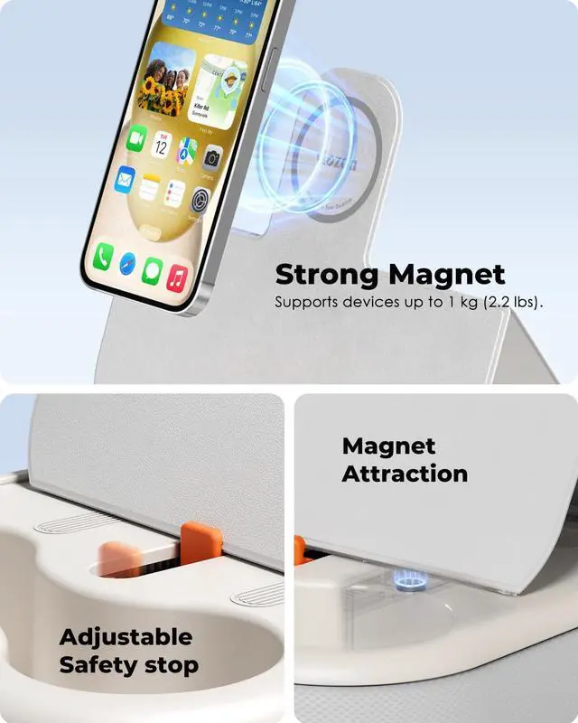 Alt view image 5 of 5 - Viozon Tablet Stand Pillow, Compatible with 4-13" Phone/Tablet, iPad, iPhone, Samsung,Kindle,Google, Magnetic Phone Stand for Desk, Kindle Pillow Stand for Bed with Cozy Fabric,and Two Cup Size Bowl.W