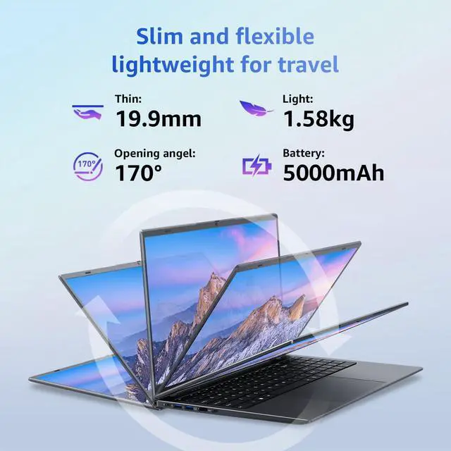 Alt view image 4 of 4 - VIGSENUP Laptop, 12GB LPDDR5 RAM, 1TB SSD, 15.6 Inch Laptop Computer, Win 11 Pro, N95 Quad Core Processor, Up to 3.4GHz, Preinstall Office Pro Plus 2024, WiFi 5, BT 5.0, USB-C, Webcam, Fingerprint