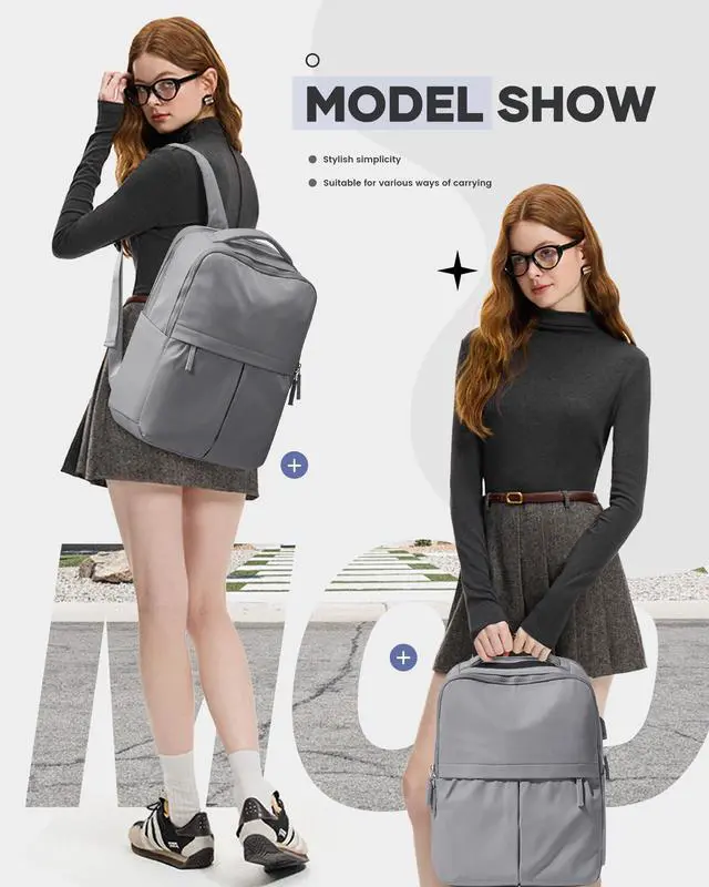 Alt view image 2 of 5 - wepadre Laptop Backpack For Women Gym Backpack For Women Aesthetic College Backpack With Laptop Compartment Grey