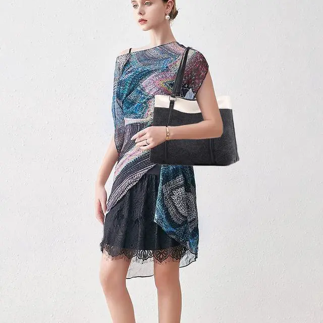 Alt view image 3 of 5 - Wxnow Durable 15.6" Women's Canvas Tote Bag - Lightweight Laptop Purse with 12 Pockets, Water-Resistant Work Bag for Office, College, Travel (Black)