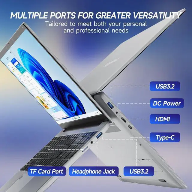 Alt view image 4 of 5 - XYPLOXZ 15.6 inch Laptop, FHD IPS 1920x1080 Screen, RAM 8GB SSD 256GB, Celeron N5095, Backlit Keyboard, WiFi, USB 3.0, Webcam, HDMI, Ultral Light Laptop for Students and Business.(DDR 8GB| SSD 256GB)