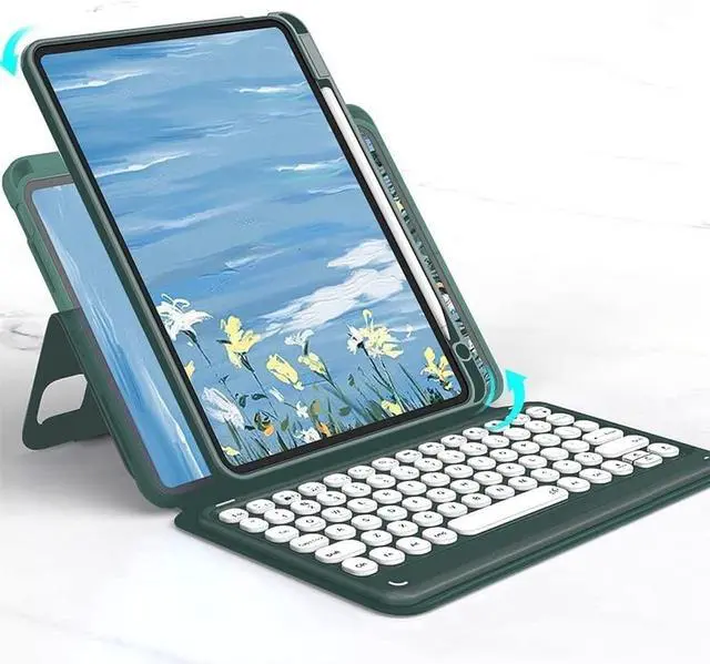 Alt view image 2 of 5 - GOOVEN iPad Air5/Air4/Pro11 Magnetic Detachable BT Keyboard - Transparent Back Cover with Vertical Kickstand (Black)