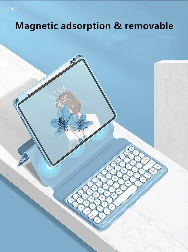 Alt view image 4 of 5 - GOOVEN iPad Air5/Air4/Pro11 Magnetic Detachable BT Keyboard - Transparent Back Cover with Vertical Kickstand (Black)