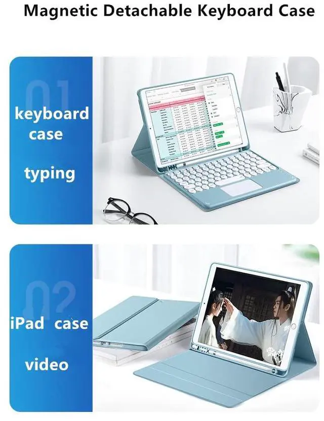Alt view image 2 of 5 - Keyboard Case for Galaxy Tab A9+ A9Plus 11 inch 2023 SM-X210/X215/X216, with Touchpad Magnetic Detachable Bluetooth Keyboard with S Pen Holder Slim Folio Case Kickstand(Pink)