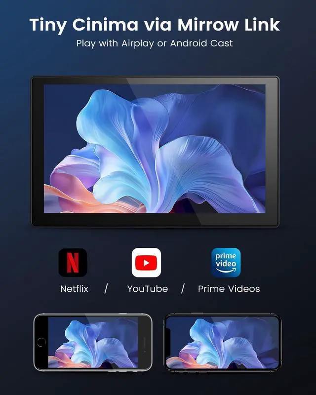 Alt view image 4 of 5 - Yaseme Wireless Carplay Screen for Car, 9" HD Portable Car Stereo Touch Screen, CarPlay & Android Auto with 1080p Backup Camera Mirror Link FM GPS Navigation